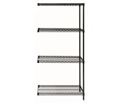 Quantum 24"W x 14"D x 54"H 4 -Tier Black Wire Shelving Add-On Kit