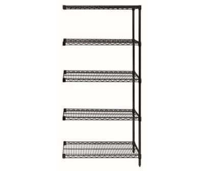 Quantum 24"W x 18"D x 74"H 5 -Tier Black Wire Shelving Add-On Kit