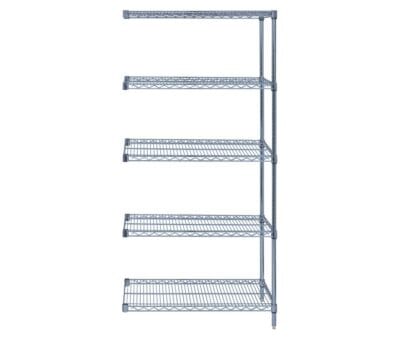 Quantum 48"W x 30"D x 54"H 5 -Tier Gray Wire Shelving Add-On Kit