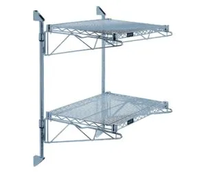 Shop2It Retail - Quantum Gray Cantilever Double Shelf Post Wall Mount (2) 48"W x 12"D shelves
