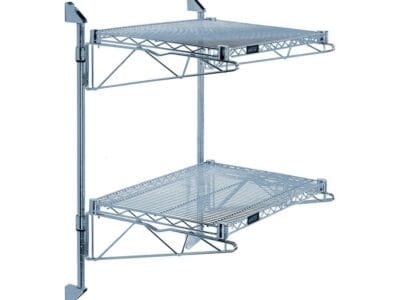 Quantum Gray Cantilever Double Shelf Post Wall Mount (2) 54"W x 14"D shelves