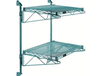 Quantum Green Cantilever Double Shelf Post Wall Mount (2) 42"W x 18"D shelves