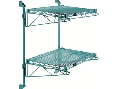 Quantum Green Cantilever Double Shelf Post Wall Mount (2) 42"W x 18"D shelves