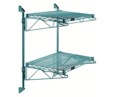 Quantum Green Cantilever Double Shelf Post Wall Mount (2) 42"W x 18"D shelves