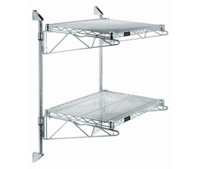 Quantum Chrome Cantilever Double Shelf Post Wall Mount (2) 24"W x 21"D shelves