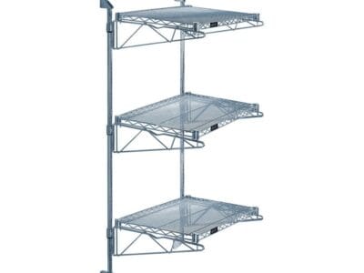 Quantum Gray Cantilever Double Shelf Post Wall Mount (3) 54"W x 24"D shelves