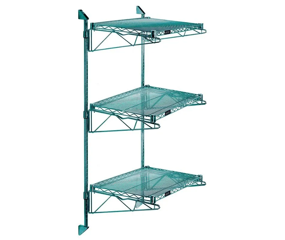 Shop2It Retail - Quantum Green Cantilever Double Shelf Post Wall Mount (3) 60"W x 18"D shelves