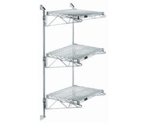Shop2It Retail - Quantum Chrome Cantilever Double Shelf Post Wall Mount (3) 60"W x 14"D shelves
