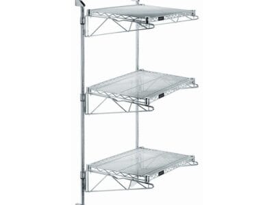 Quantum Chrome Cantilever Double Shelf Post Wall Mount (3) 24"W x 24"D shelves