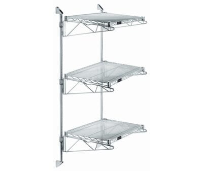 Quantum Chrome Cantilever Double Shelf Post Wall Mount (3) 72"W x 12"D shelves