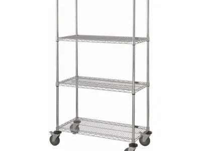 Quantum 60"W x 24"D x 80"H 4 -Tier Chrome Mobile Cart