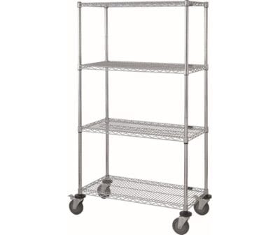 Quantum 60"W x 24"D x 80"H 4 -Tier Chrome Mobile Cart