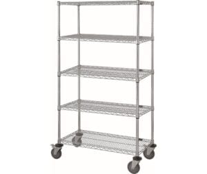 Shop2It Retail - Quantum 60"W x 24"D x 69"H 5 -Tier Chrome Mobile Cart