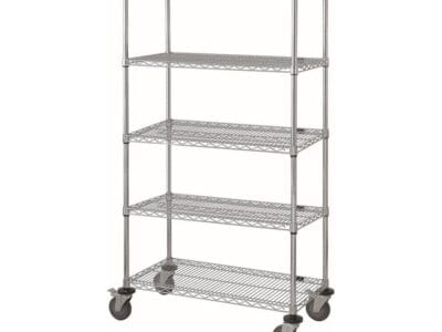 Quantum 60"W x 24"D x 80"H 5 -Tier Chrome Mobile Cart