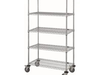 Quantum 60"W x 24"D x 80"H 5 -Tier Chrome Mobile Cart