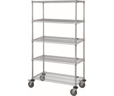Quantum 60"W x 24"D x 80"H 5 -Tier Chrome Mobile Cart