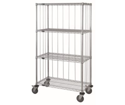 Quantum 60"W x 18"D x 69"H 4 -Tier Chrome Mobile Enclosure Cart