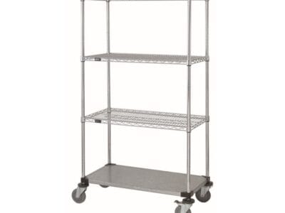 4-Tier Chrome Galvanized Mobile enclosed cart.
