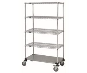Shop2It Retail - Quantum 60"W x 18"D x 80"H 5 -Tier Chrome|Galvanized Mobile Cart