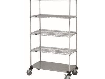 Quantum 60"W x 24"D x 80"H 5 -Tier Chrome|Galvanized Mobile Cart
