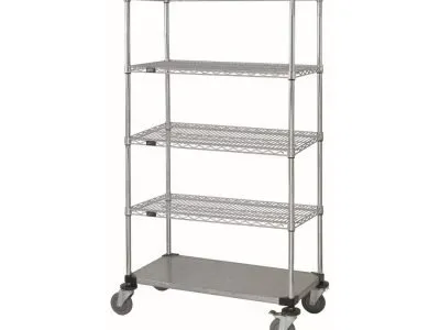 Quantum 60"W x 24"D x 80"H 5 -Tier Chrome|Galvanized Mobile Cart