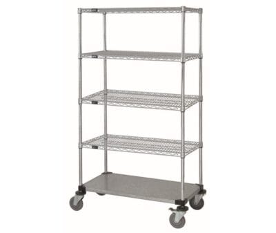 Quantum 60"W x 24"D x 80"H 5 -Tier Chrome|Galvanized Mobile Cart