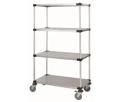 5-Tier Galvanized Mobile cart that is 36" wide by 18" deep and 69" high.