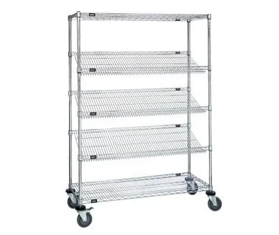 5-Tier Chrome Mobile cart that is 48" wide by 18" deep and 63" high.