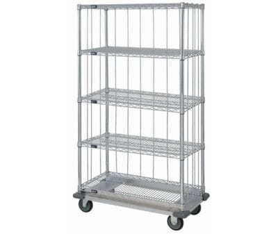 Quantum 36"W x 24"D x 81"H 5 -Tier Chrome Mobile Enclosure Cart