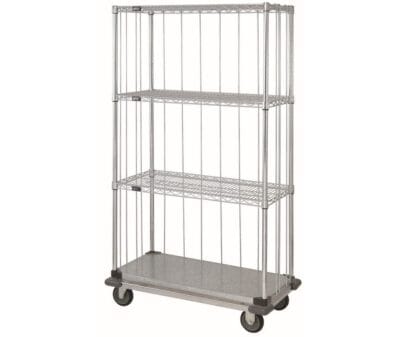 Quantum 60"W x 24"D x 81"H 4 -Tier Chrome|Galvanized Mobile Enclosure Cart
