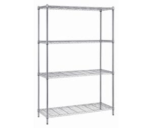 Shop2It Retail - Quantum 42"W x 24"D x 72"H Chrome 4-tier Convenient Shelving Unit Pack