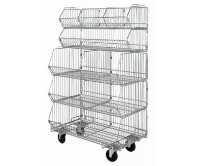 Quantum 36"W x 20"D x 60"H Chrome mobile Stacking Basket System