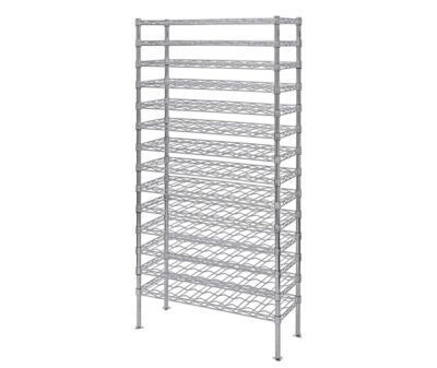 Quantum 36"W x 14"D x 74"H 14 -Tier Chrome Wine Cradle Shelving Unit
