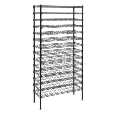 Quantum 48"W x 14"D x 86"H 17 -Tier Black Wine Cradle Shelving Unit
