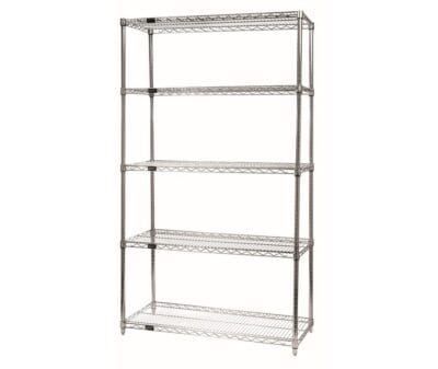 Quantum 72"W x 14"D x 54"H 5 -Tier Chrome Wire Shelving Starter Kit