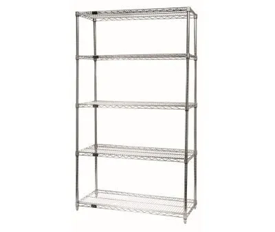 Quantum 72"W x 14"D x 54"H 5 -Tier Chrome Wire Shelving Starter Kit