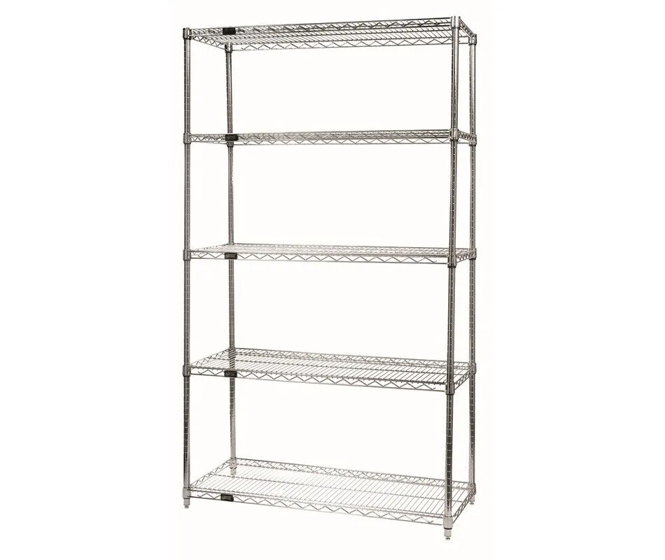 Shop2It Retail - Quantum 72"W x 36"D x 86"H 5 -Tier Chrome Wire Shelving Starter Kit