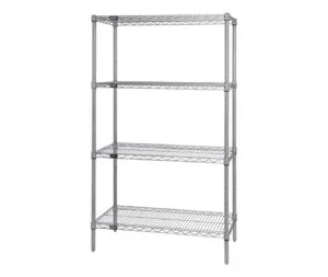 Shop2It Retail - Quantum 48"W x 18"D x 86"H 4 -Tier Stainless Wire Shelving Starter Kit