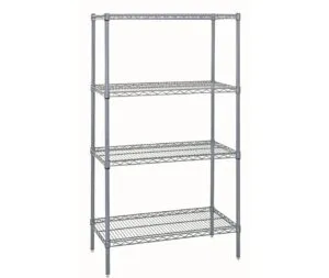 Shop2It Retail - Quantum 42"W x 30"D x 86"H 4 -Tier Gray Wire Shelving Starter Kit
