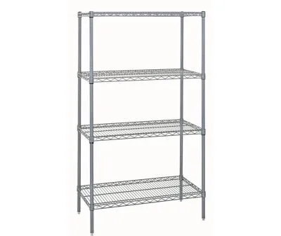 Quantum 60"W x 12"D x 74"H 4 -Tier Gray Wire Shelving Starter Kit