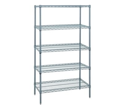 Quantum 24"W x 14"D x 86"H 5 -Tier Gray Wire Shelving Starter Kit