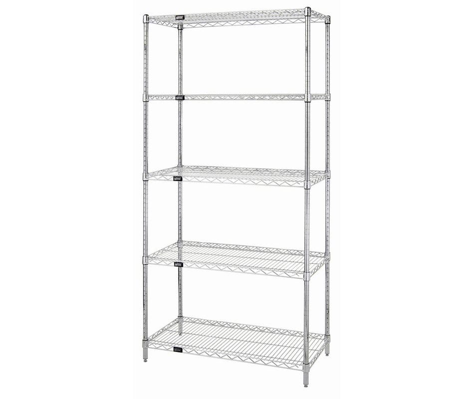 Shop2It Retail - Quantum 72"W x 36"D x 86"H 5 -Tier Stainless Wire Shelving Starter Kit