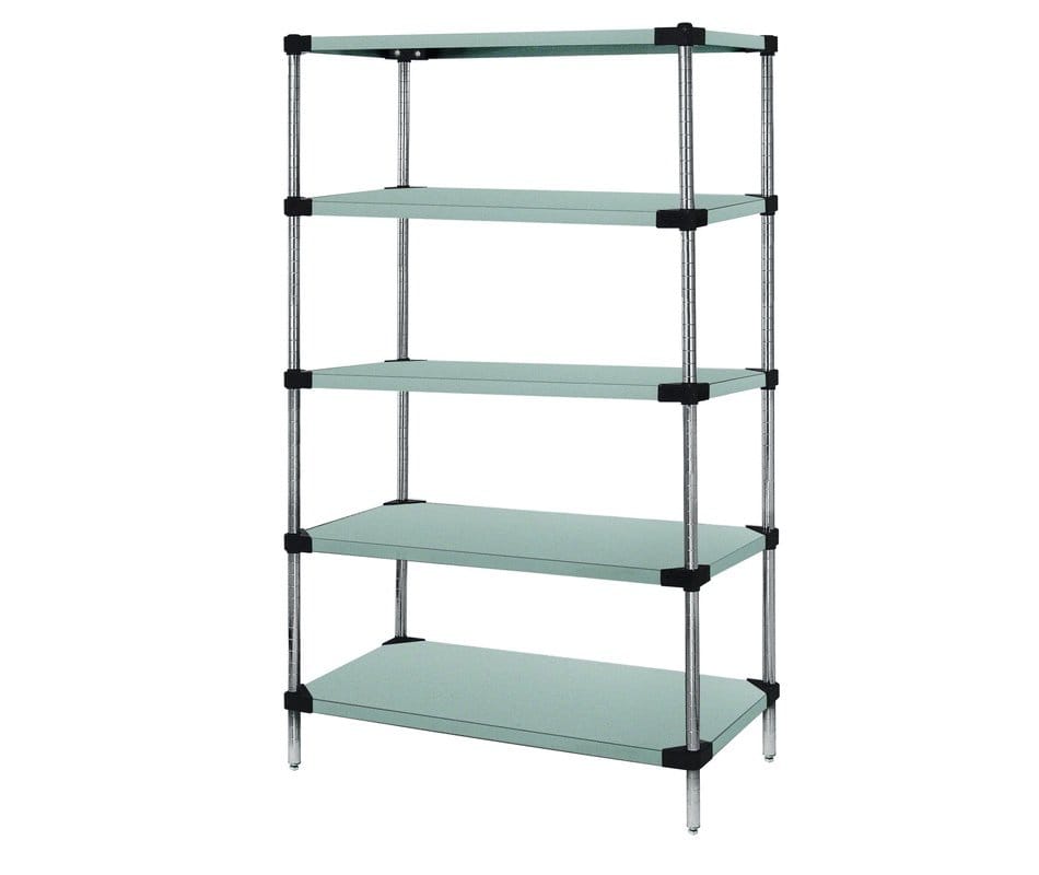 Shop2It Retail - Quantum 24"W x 18"D x 63"H Stainless 5 -Tier Solid Shelving Starter Kit