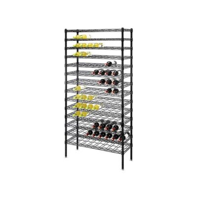 Quantum 36"W x 14"D x 86"H 17 -Tier Black Wine Cradle Shelving Unit