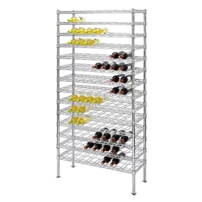 Quantum 36"W x 14"D x 86"H 17 -Tier Chrome Wine Cradle Shelving Unit