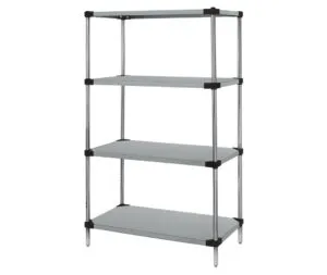 Shop2It Retail - Quantum 36"W x 18"D x 86"H Stainless 4 -Tier Solid Shelving Starter Kit