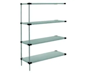 Shop2It Retail - Quantum 54"W x 21"D x 54"H Stainless 4 -Tier Solid Shelving Add-On Kit