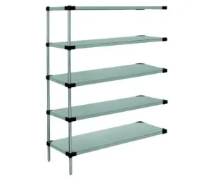 Shop2It Retail - Quantum 60"W x 18"D x 86"H Galvanized 4 -Tier Solid Shelving Add-On Kit