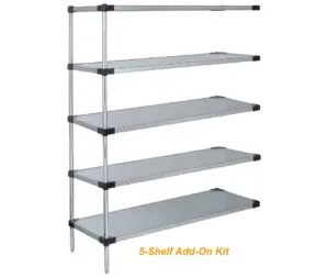 Shop2It Retail - Quantum 72"W x 24"D x 74"H Stainless 5 -Tier Solid Shelving Add-On Kit