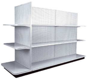 A front loaded shelf that has a void between the back panel and the merchandise.